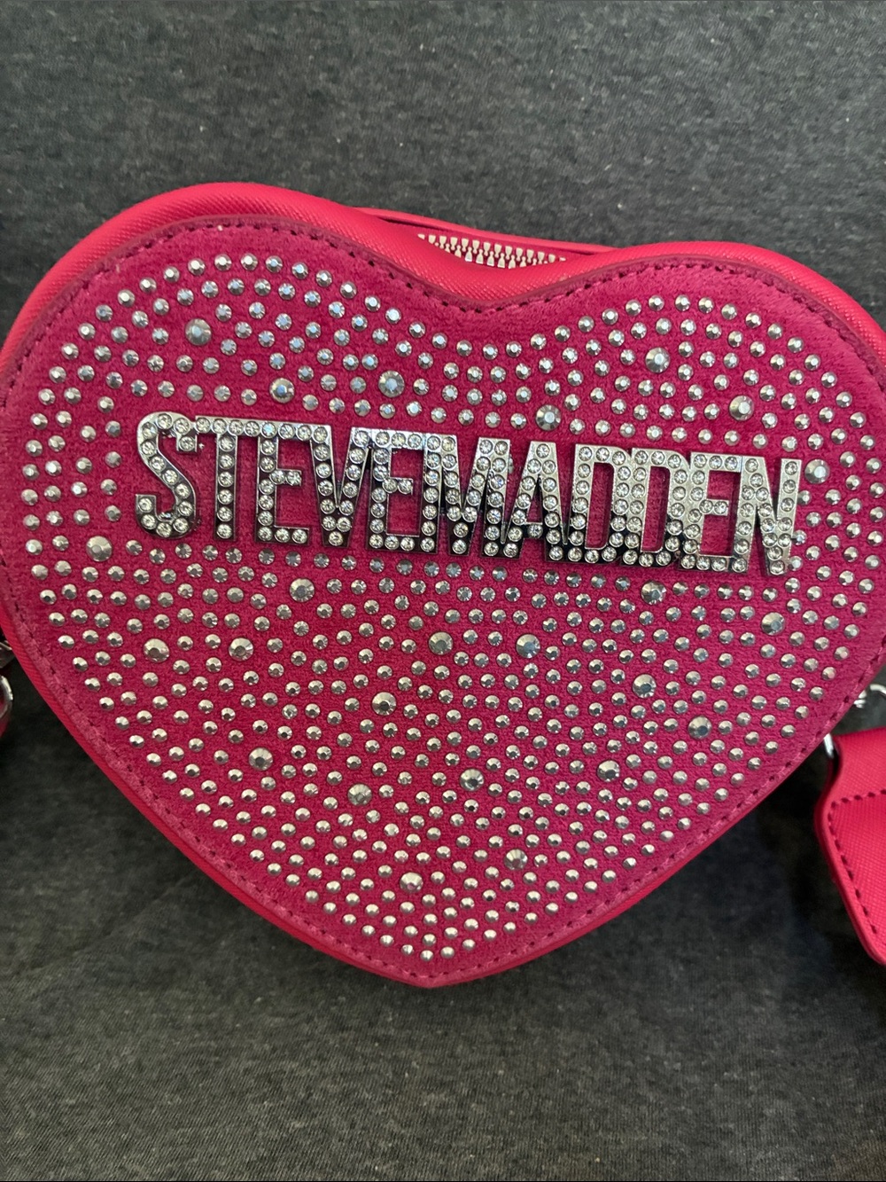 Steve Madden Hot Pink Heart Crossbody Bag with Rhinestones - Picture 2 of 5